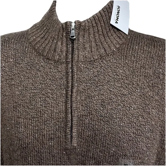 NEW Sonoma Men's Size XL Super Soft Knit 1/4 Zip Sweater Light Brown - Picture 6 of 10